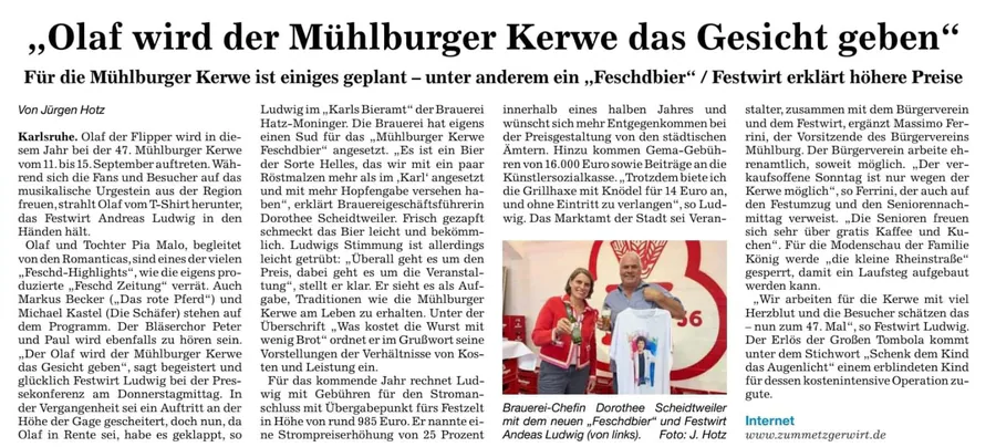 „Olaf wird der Mühlburger Kerwe das Gesicht geben“